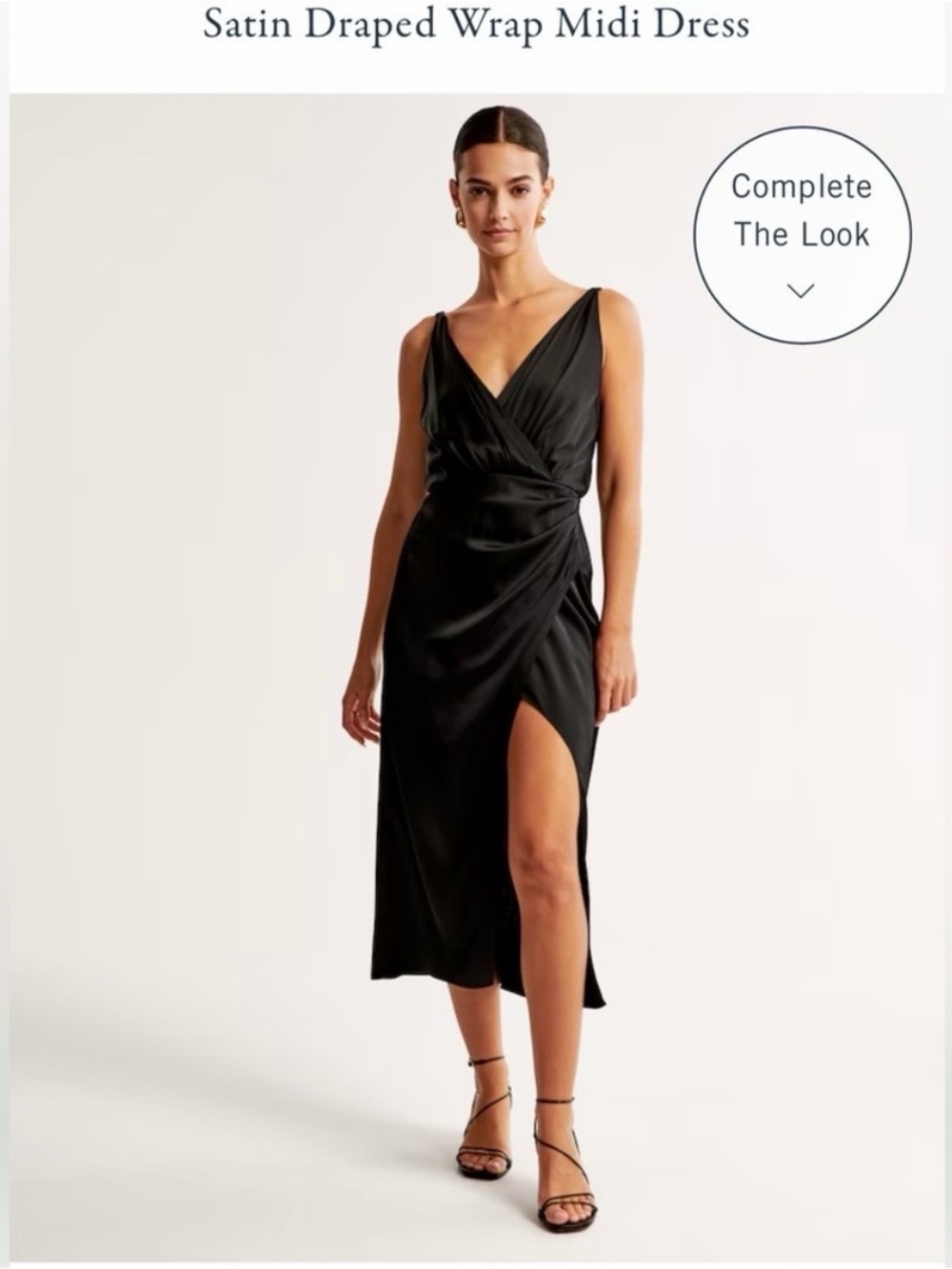 Abercrombie & Fitch Black Satin Midi Dress